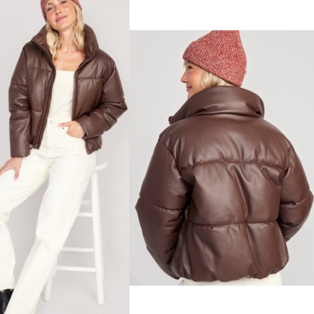 Old Navy Faux Leather Women's
Brown Puffer Jacket NWT SM CHOCOLATE SOFT cropped - Picture 15 of 15